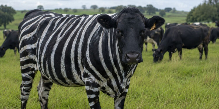 Cientistas pintam vacas zebras reduzem
