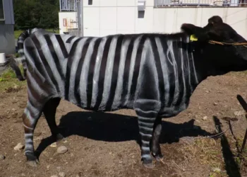 Pintar vacas faixas zebra realmente