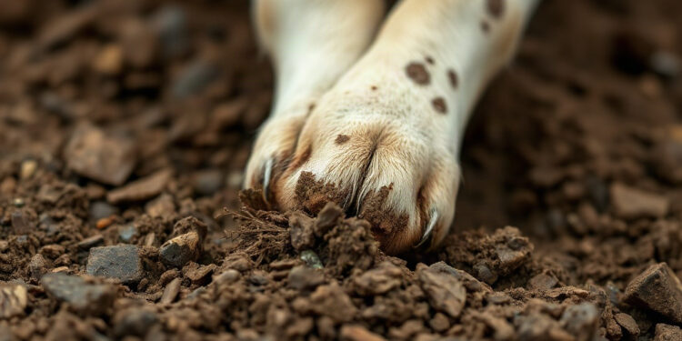 Cachorrinha treinamento começa cavar encontra