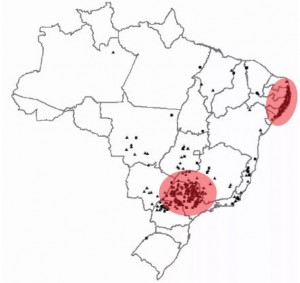 mapa com usinas de cana de acucar