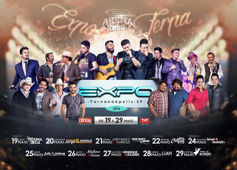 Grade de Shows da Expô Fernandópolis 2016