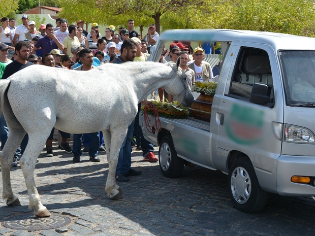 Após enterro em Cajazeiras, irmão do vaqueiro morto disse que vai adotar o cavalo Sereno e manter o animal com a família (Foto: Kyioshi Abreu/Diário do Sertão)