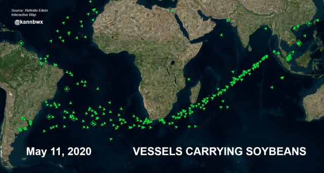 navios carregando soja brasileira em direcao a china navios carregando soja brasileira em direcao a china