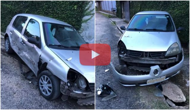 carro destruido por touro
