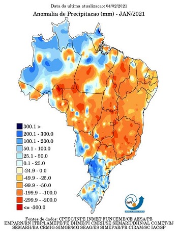 mapa de chuvas de janeiro