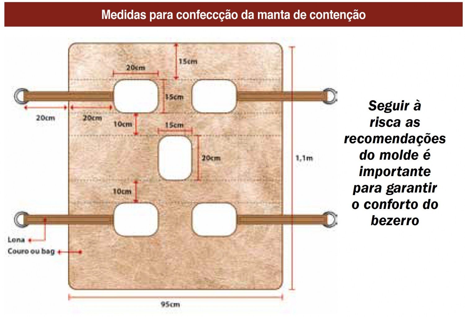 medidas da manta de contencao de bezerros