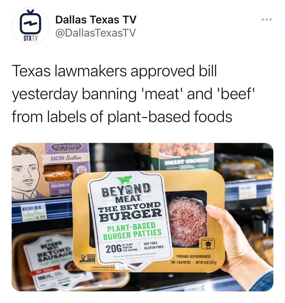 Texas elimina termo “carne” em alimentos à base de plantas