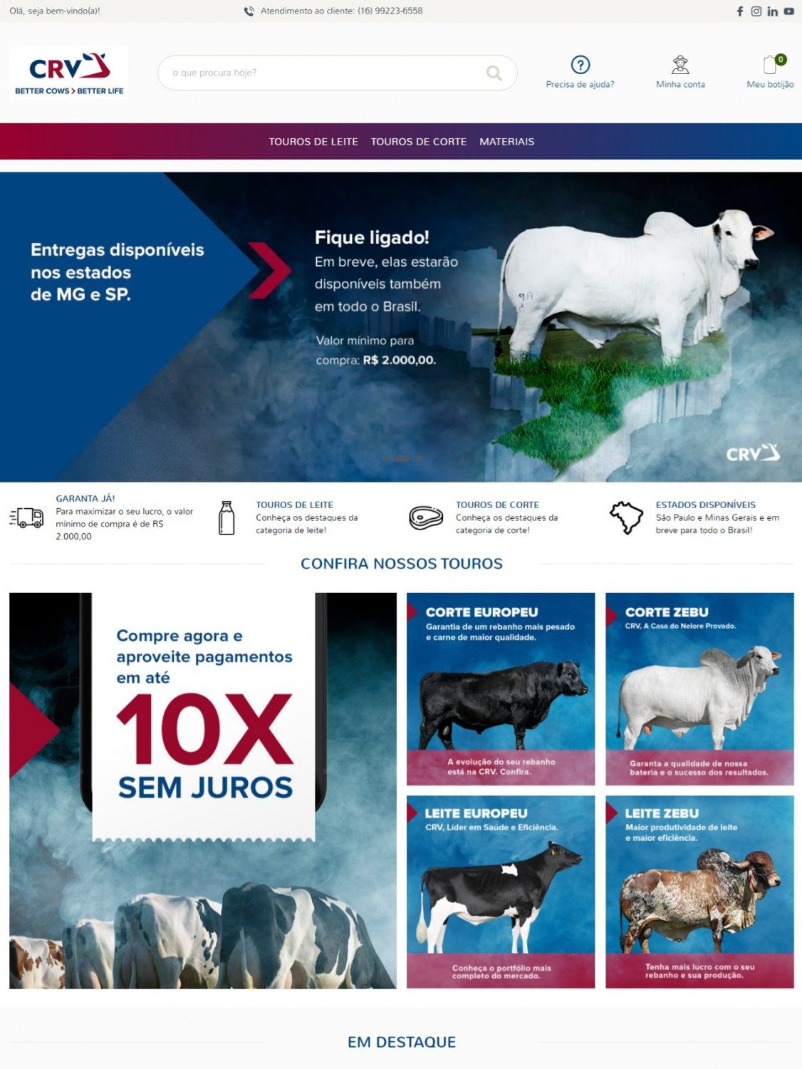CRV lança nova loja on-line para a venda de sêmen bovino