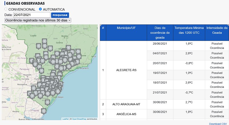 inmet geadas pelo brasil