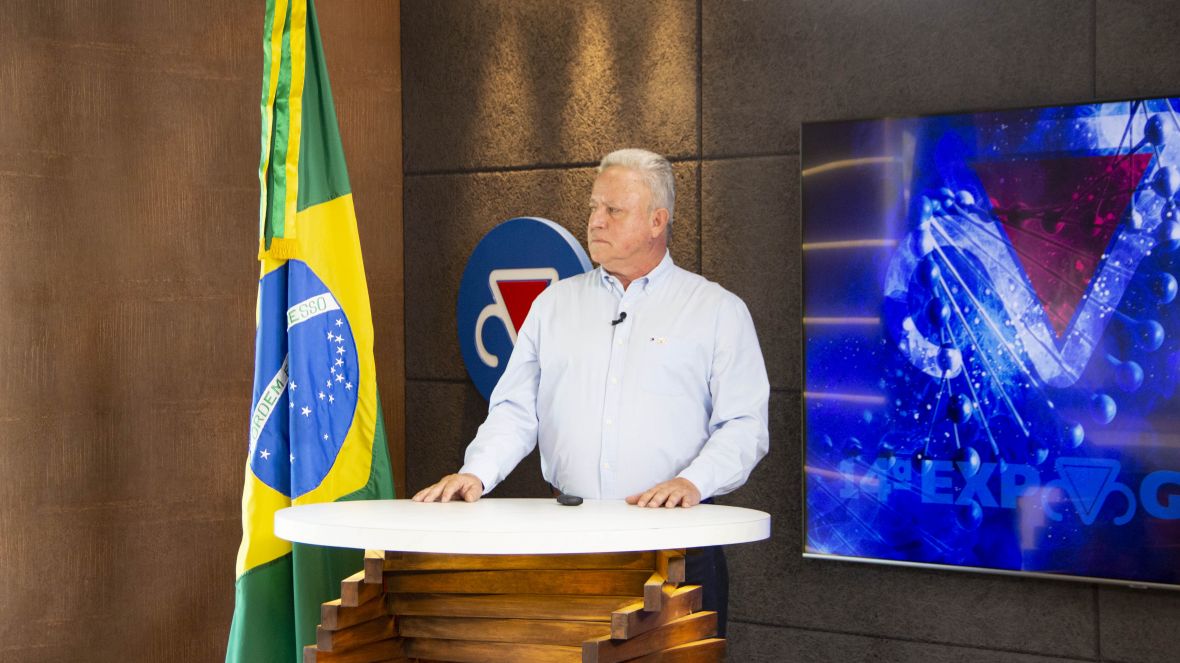 Rivaldo Machado Borges Junior, Presidente da ABCZ, durante cerimônia de encerramento da 14ª Expogenética