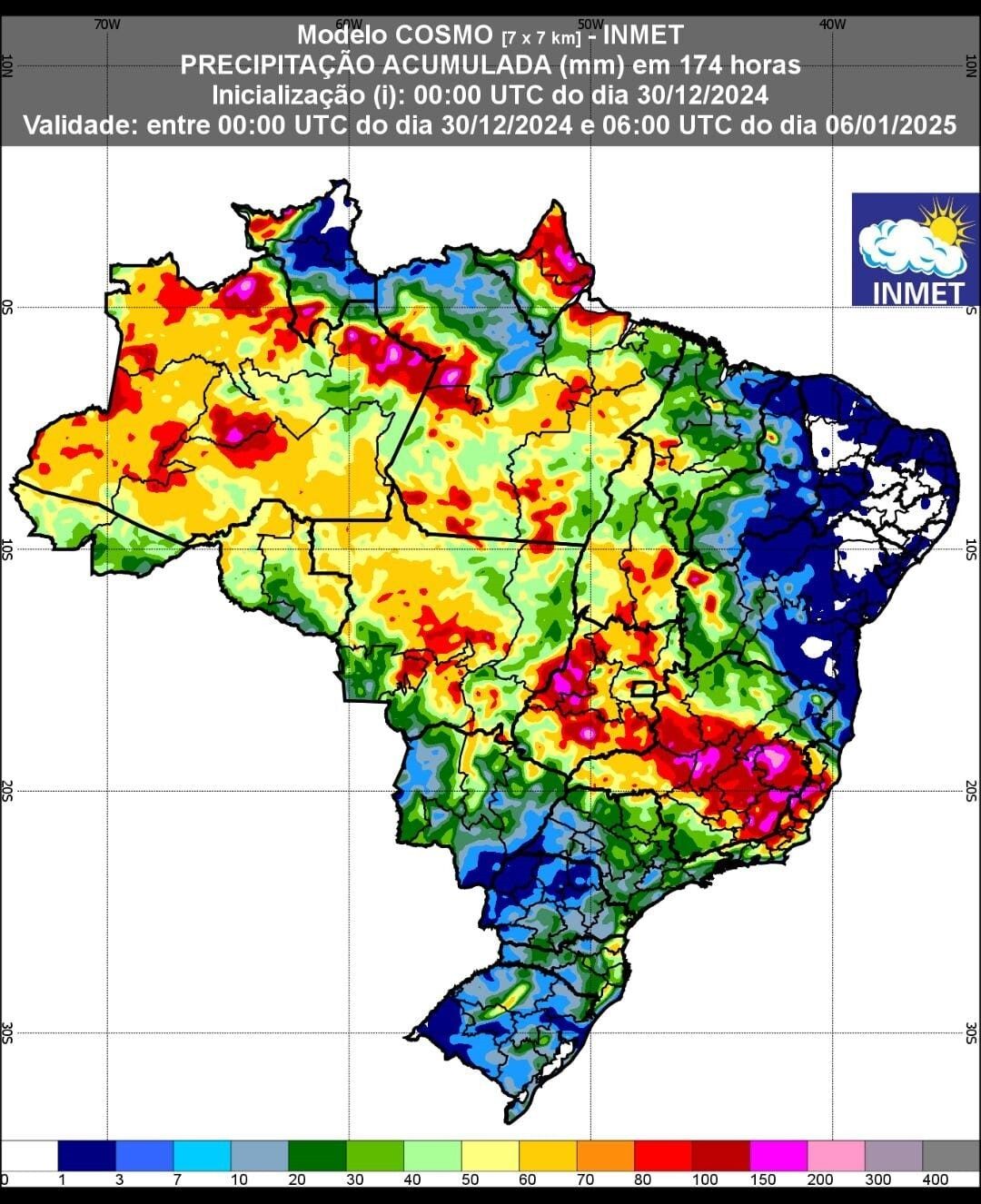 Alerta de chuvas intensas de 150 mm; Inmet aponta regiões