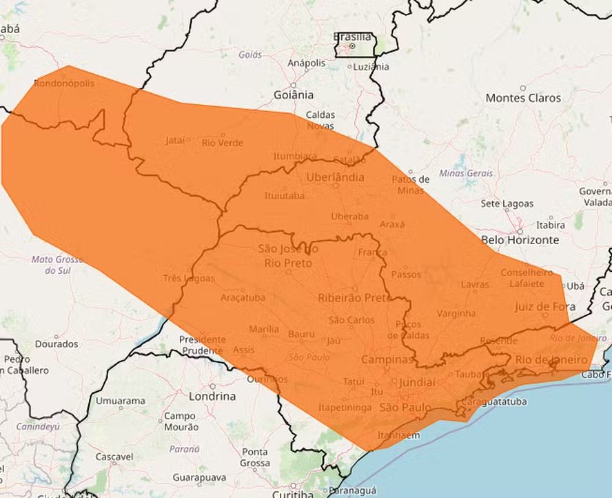 Inmet tem alerta laranja para chuvas no Sudeste — Foto: Inmet