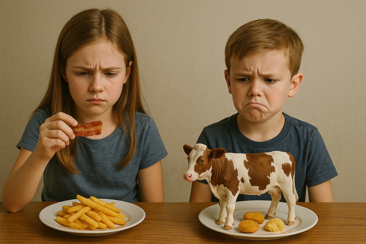 Crianças nos EUA confundem bacon com planta e vaca com animal não comestível