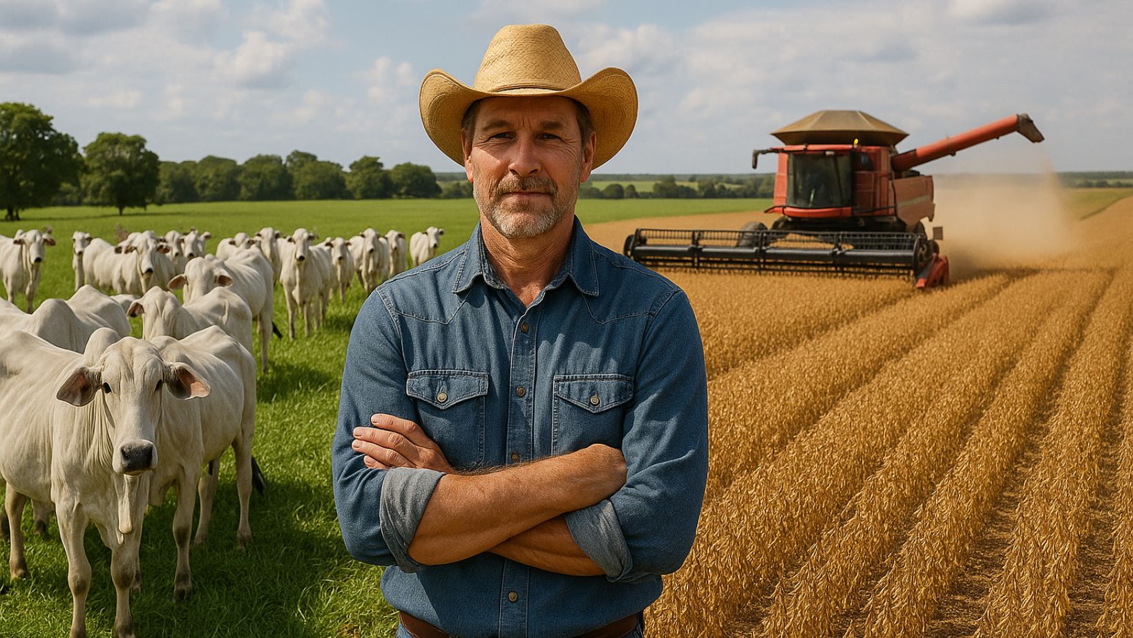 credito rural - de um lado pecuaria de corte nelore - outro colheita da soja ia