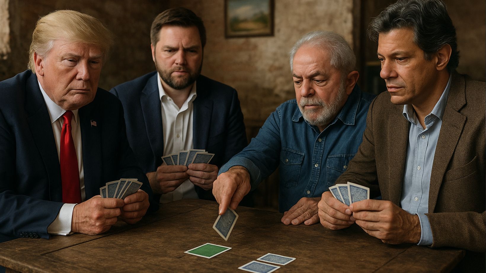 mesa de cartas - truco brasileiro - trump - lula e haddad