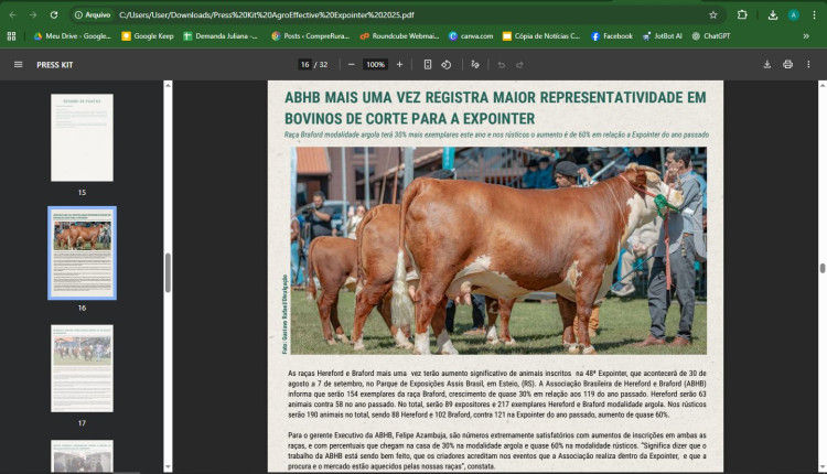 ABHB mais uma vez registra maior representatividade em bovinos de corte para a Expointer
