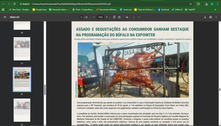 Assado e degustações ao consumidor ganham destaque na programação do búfalo na Expointer