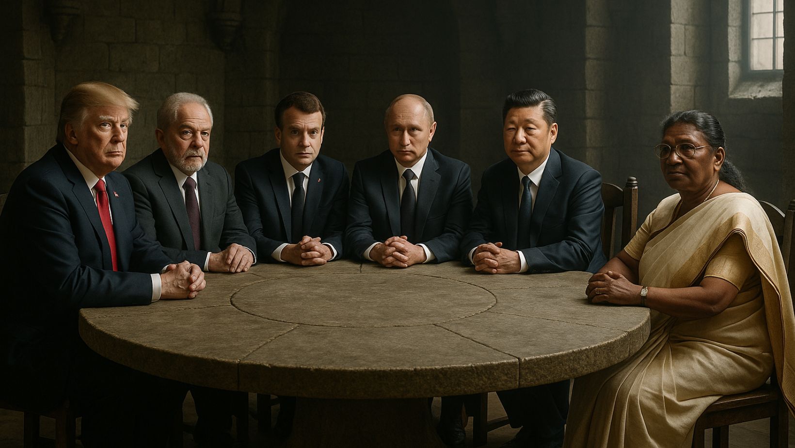 Rei Arthur Tavola Redonda - com os mairoes politicos do mundo - trump lula macron putin xi giping