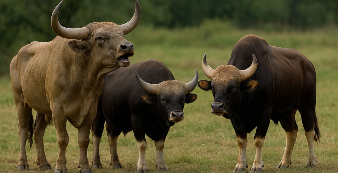 Gayal o semi-adomesticado - gauro e auroque