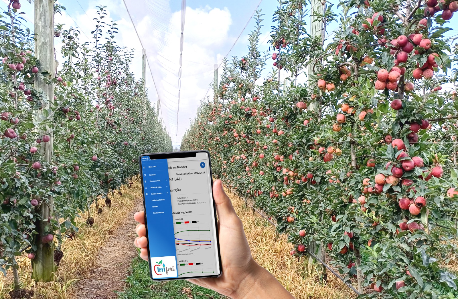 Aplicativo para celular ajuda produtor a aprimorar a irrigação de macieiras