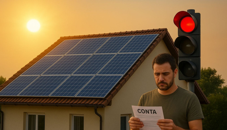 energia solar - placas solares - conta de energia - sinal vermelho