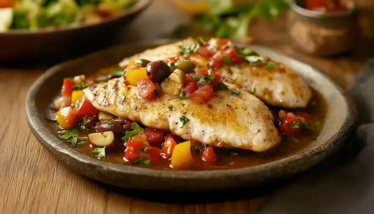 file de peixe em prato feito