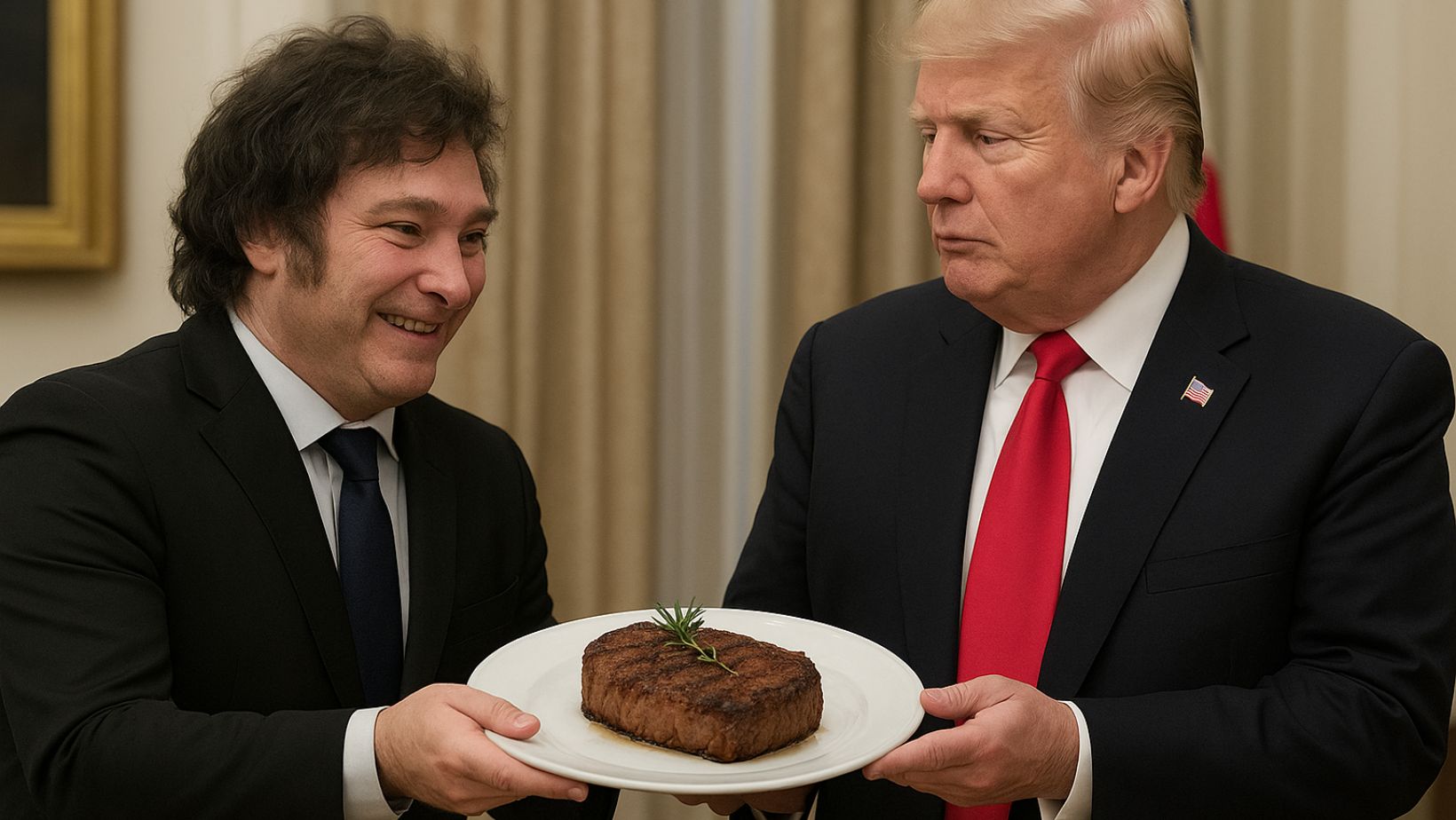 Javier Milei da Argentina com Donald Trump EUA - steak carne bovina