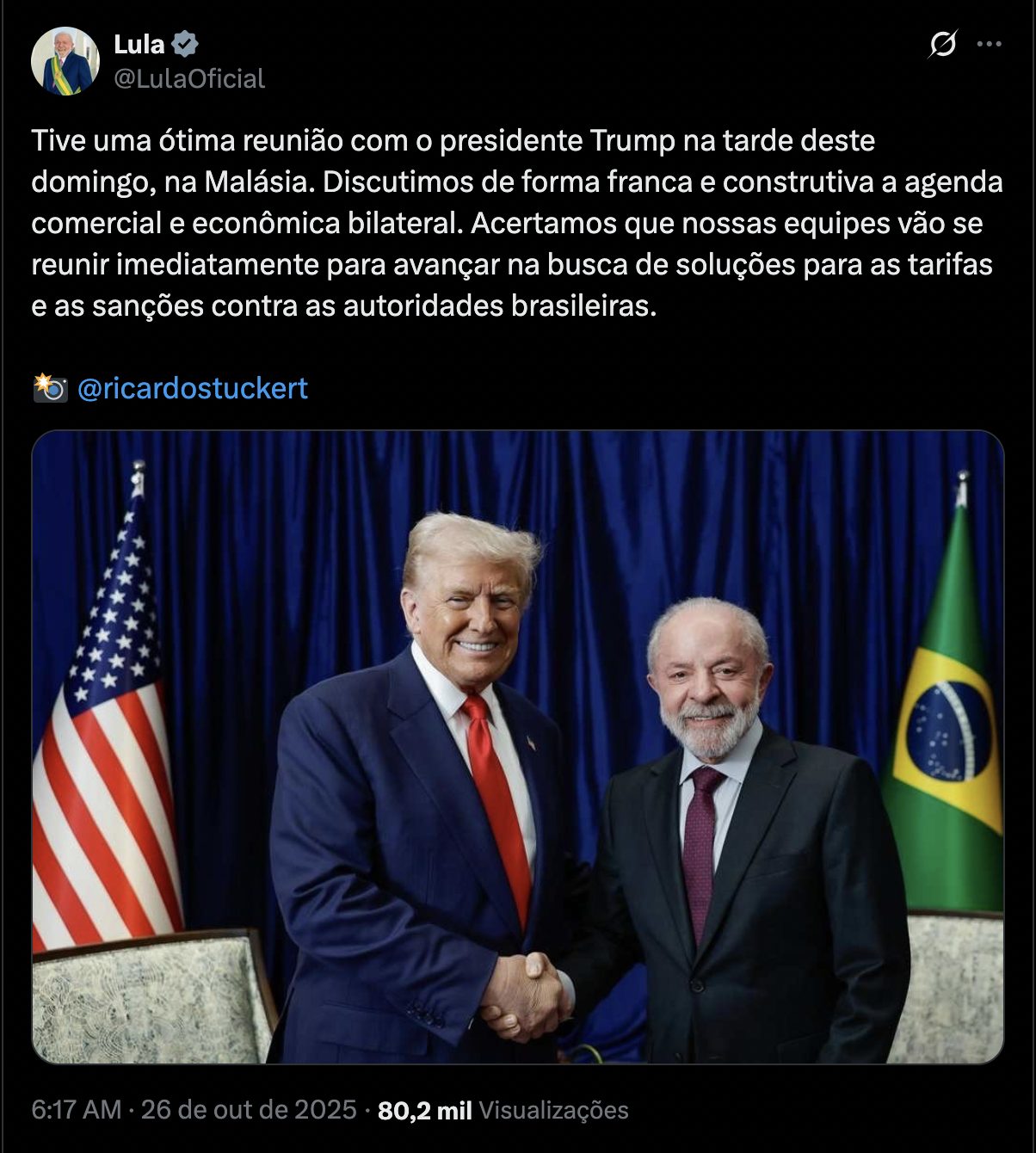 reuniao de trump com lula na malasia
