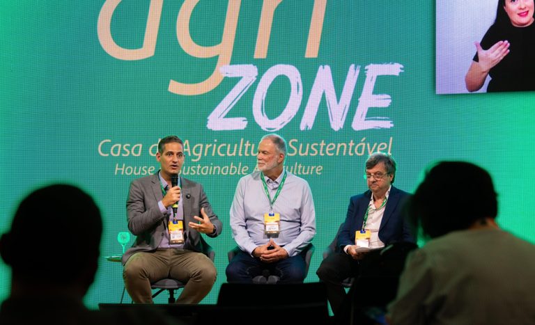 Mapa destaca sistema de plantio direto em painel na AgriZone durante a COP30