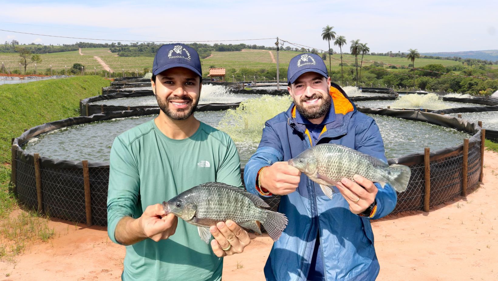 Big Fish Piscicultura - Gustavo Bendazolli e Bruno Souza mostrando tilapia