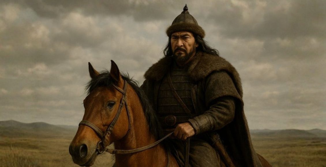 Gengis Khan - imperador da Mongolia - montando em seu cavalo