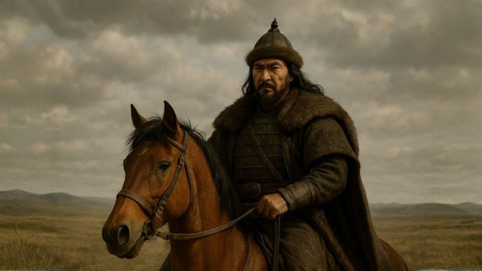 Gengis Khan - imperador da Mongolia - montando em seu cavalo