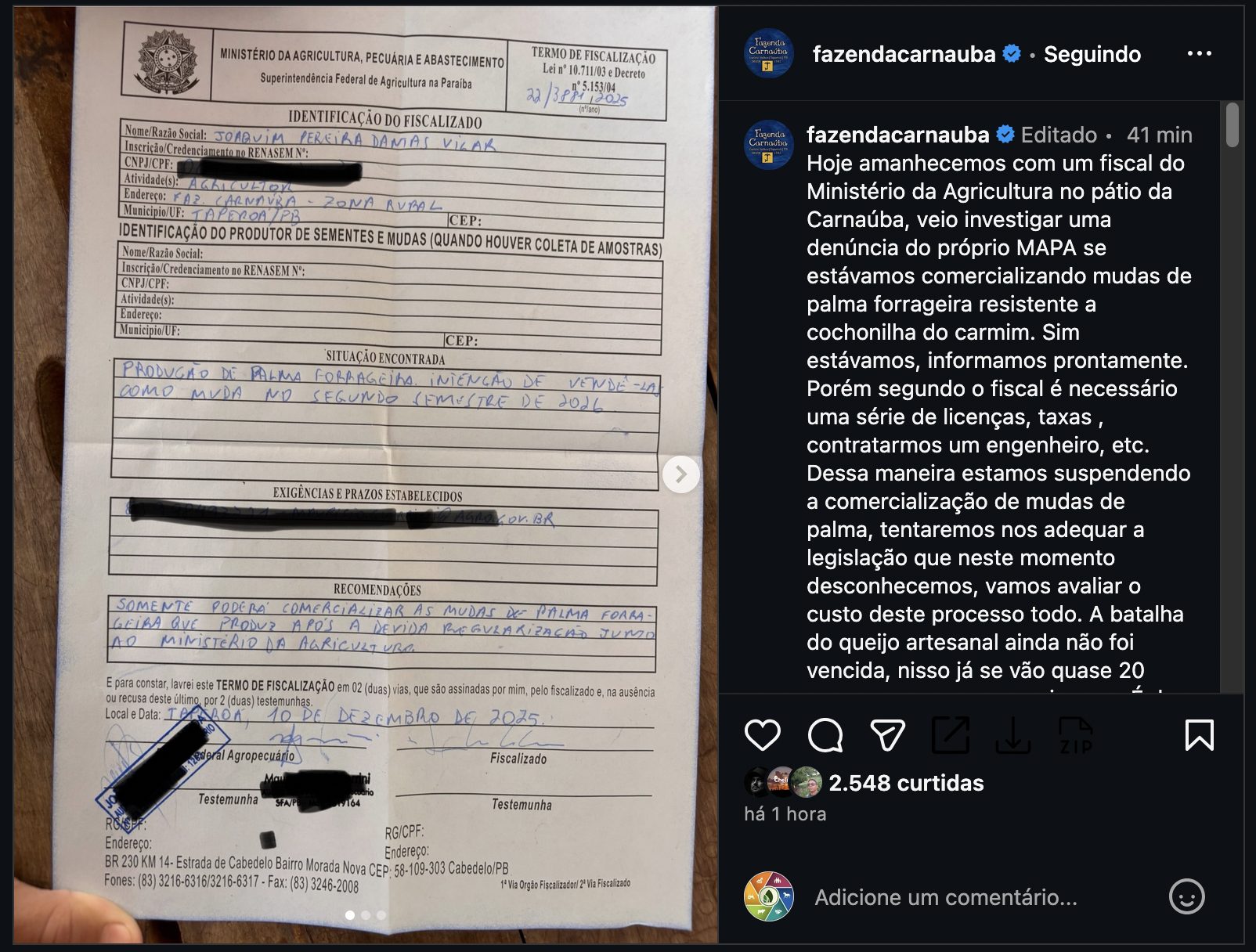 fazenda carnauba denuncia excesso de burocracia