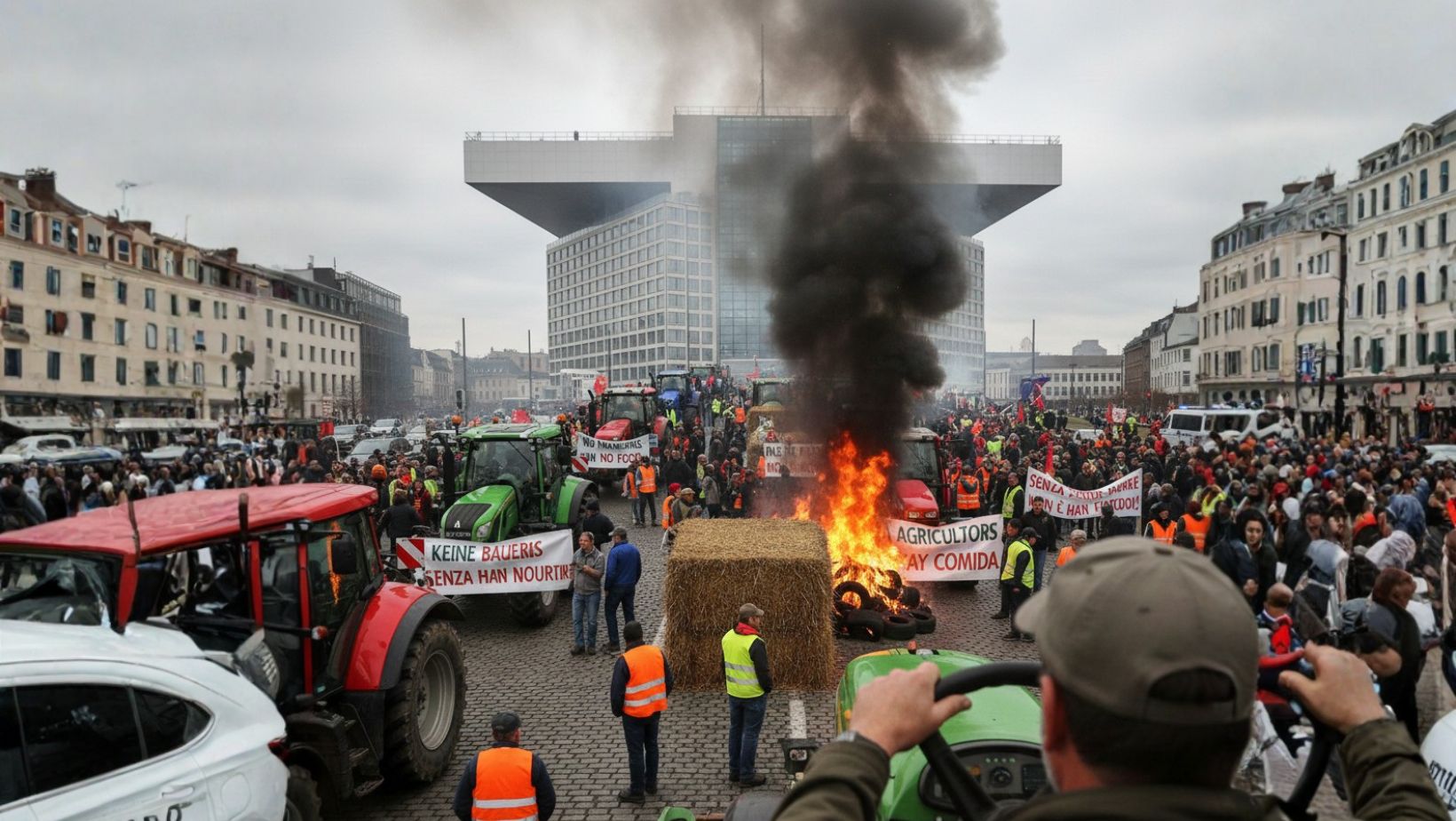 protestos na Uniao Europeia - imagem gerada