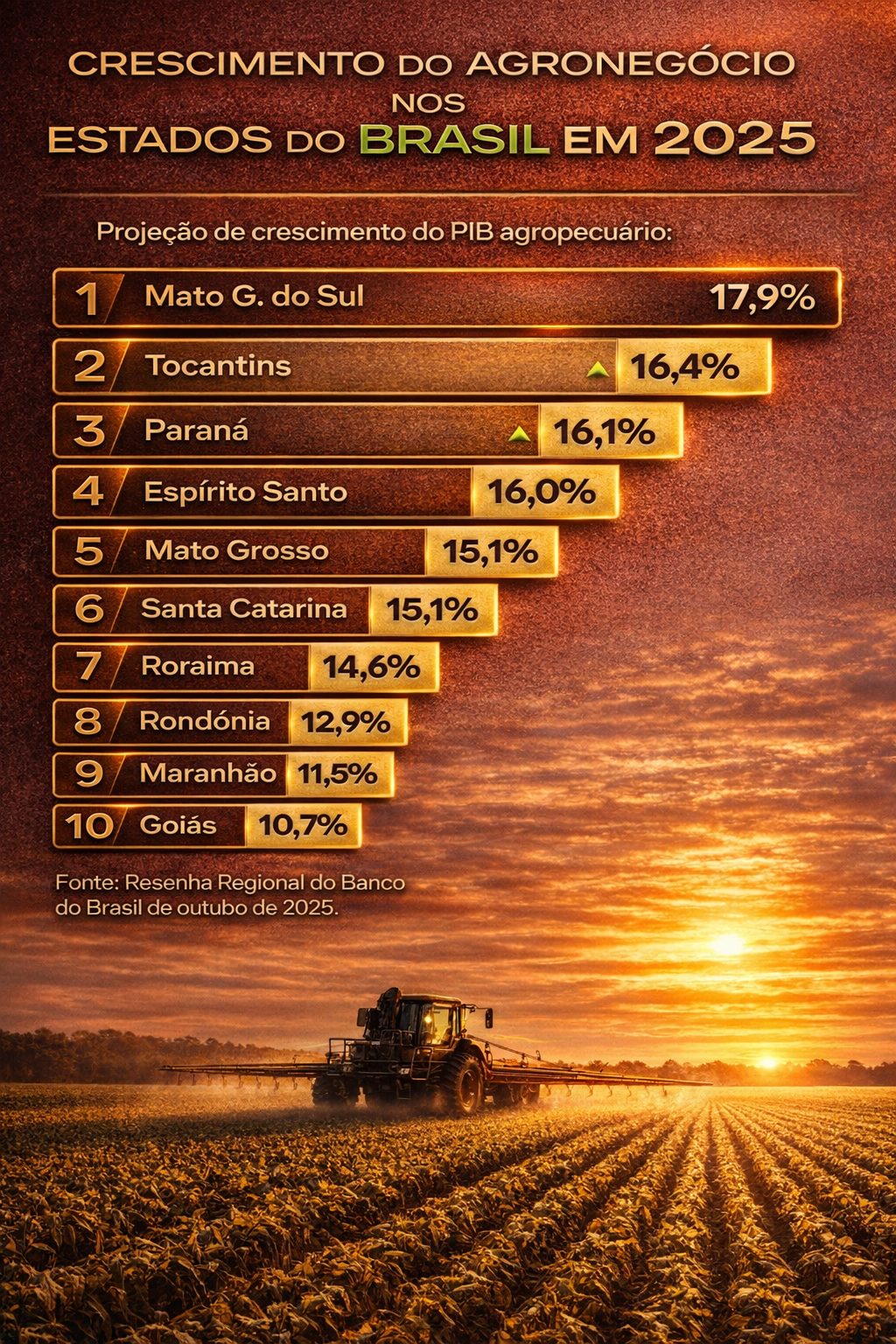estados que lideram o crescimento do agronegócio em 2025