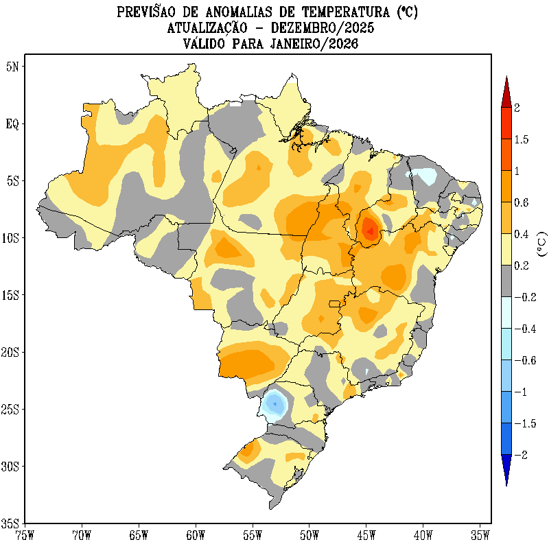 Veja como será o clima no Brasil em janeiro, segundo o Inmet