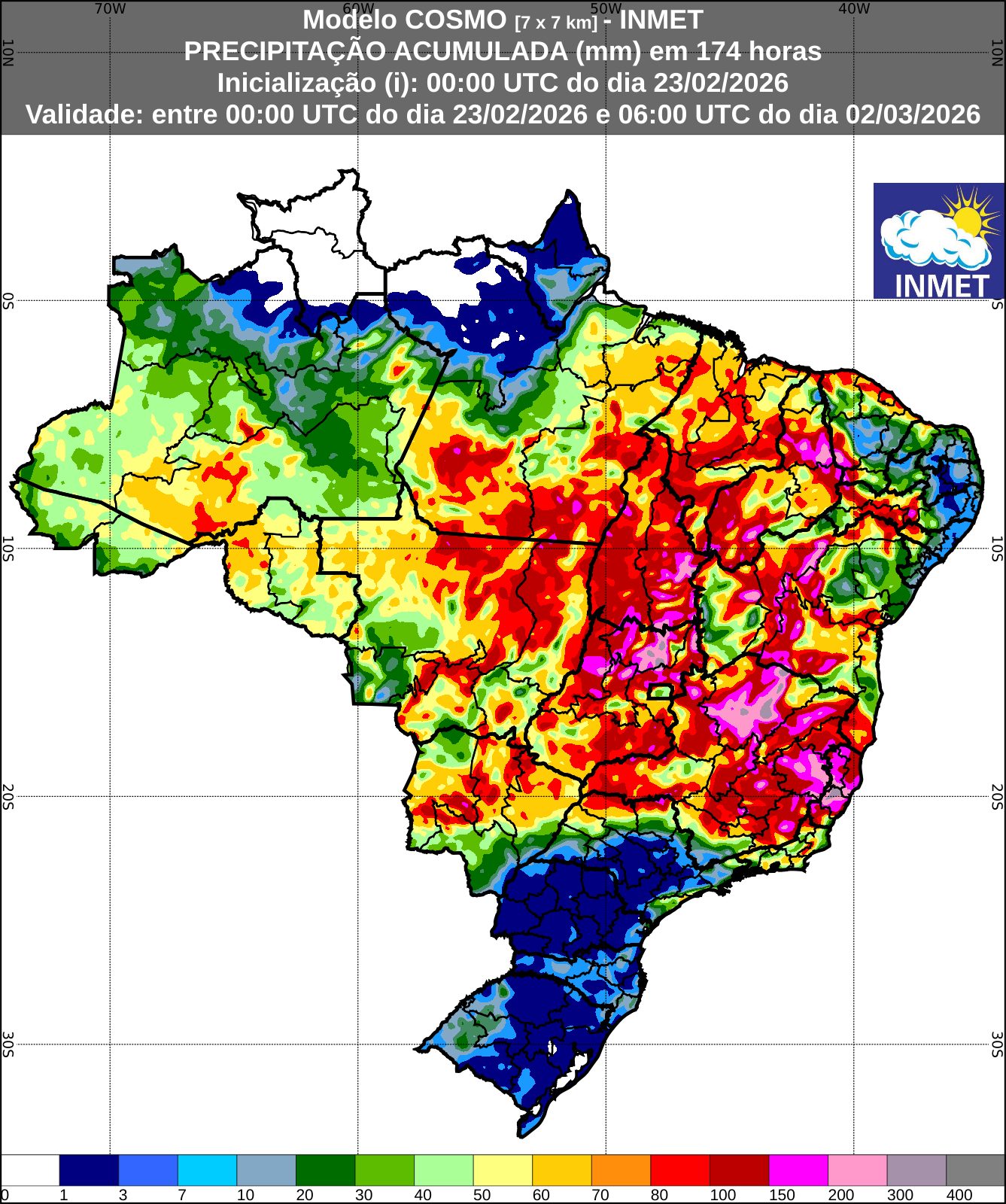 ALERTA: Chuvas podem ultrapassar 200 mm e calor intenso marca a última semana de fevereiro