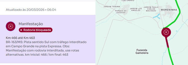 MST fecha a BR-163 em Campo Grande durante protesto