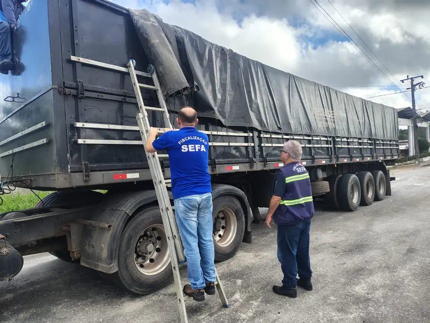 Fiscais interceptam carga de 91t de soja e 22t de fertilizantes em operação