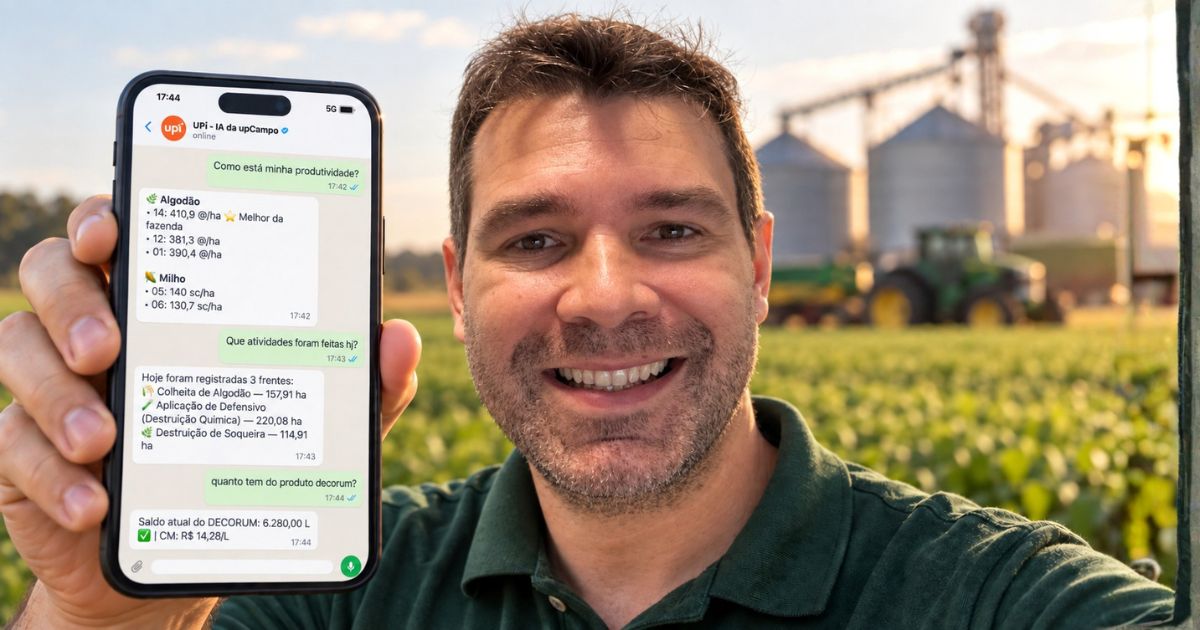 Inteligência artificial coloca a gestão da fazenda dentro de uma conversa no WhatsApp