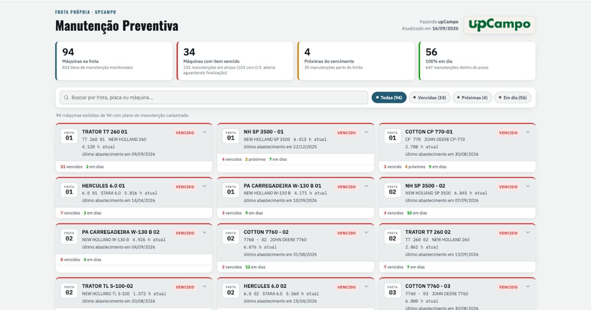 inteligencia artificial UPcampo - plano de manutencao das maquinas e implementos agricolas